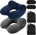Sintuff 2 Pack Inflatable Travel Pillow for Airplanes Inflatable Neck Flight Pillows with Compact Bag and Blindfold for Traveling, Airplane, Train, Car, Office(Blue and Dark Gray) by Sintuff