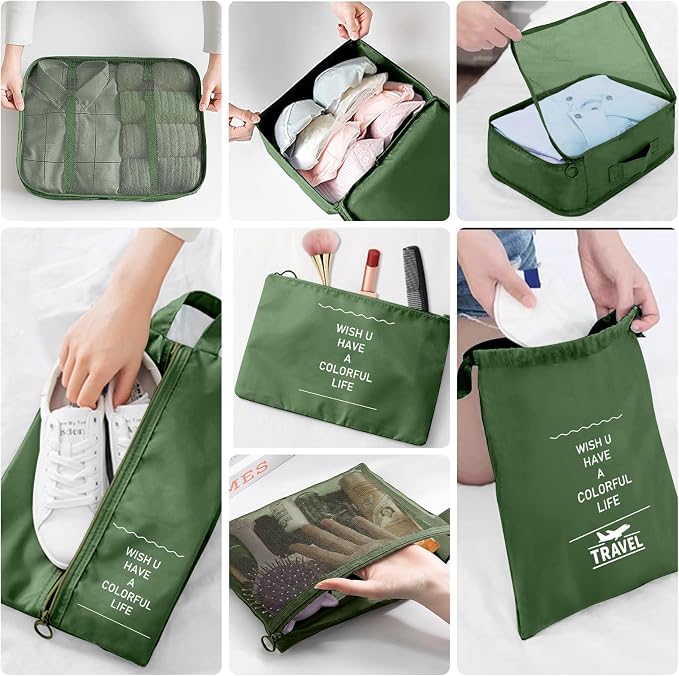 Packing Cubes for Travel- 8 Set Luggage Organizer Bags for Family, Mesh Breathable Travel Packing Cubes for Suitcases Durable Travel Essentials Bags Set (Green, 10 Set) - Image 6