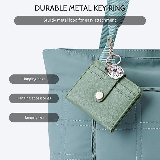 POIUGOYA Slim Wallet for Women,RFID Blocking Bifold Credit Card Holder with Zipper Coin Pocket,ID Window,Keychain - Image 6
