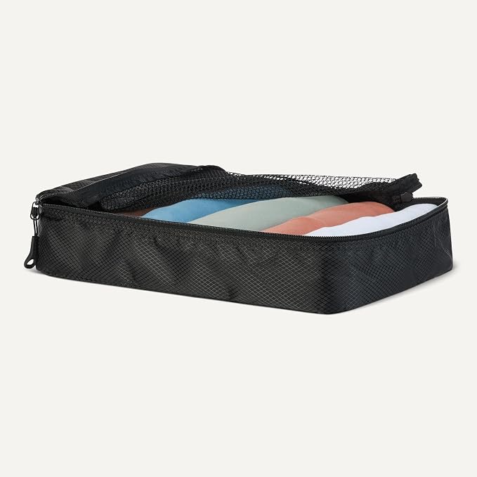 Amazon Essentials 4-Piece Packing Cubes Travel Accessories Set, Luggage Organizer with Double Zipper, Mesh Top, Space-Saving, Medium, Black (Previously Amazon Basics) - Image 3