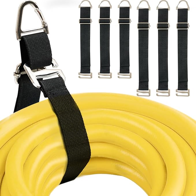 Heavy Duty Extension Cord Holder Organizer (6 Pack Silvery) 17 Inch Adjustable Storage Straps with Metal Triangle Clips Perfect for Garage Organization Workshop Storage and Men's Gadgets ﻿ by RRBXIA