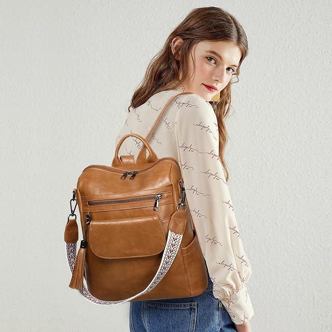 GAEKEAO Backpack Purse for Women PU Leather Anti-theft Backpack Ladies Convertible Large Travel Designer Fashion Shoulder Bag - Image 2