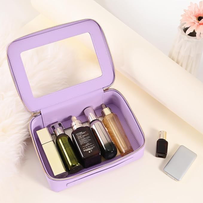 Aveniee Clear Makeup Bag Organizer,Large Travel Toiletry Bag for Women, Waterproof Cosmetic Pouch with Zippers,Car Organizers and Storage Case for Accessories,Lilac - Image 6