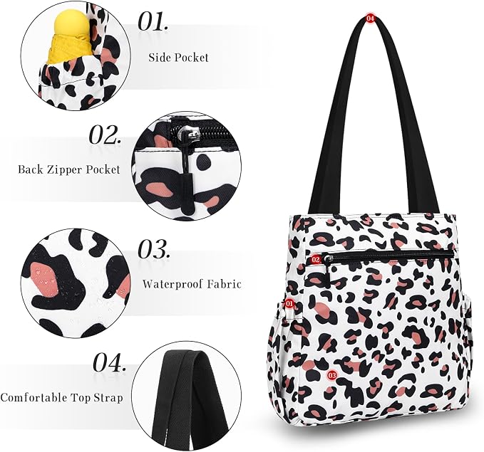 HUA ANGEL Floral Tote Bag - Casual Shoulder Bag Daily Tote Bag with Zipper Gym Travel Shopping Work Handbag for Women - Image 4