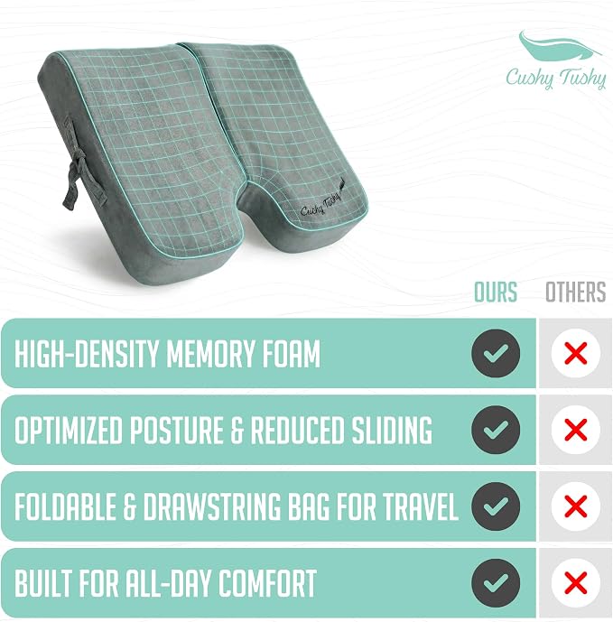 Premium Foldable Wheelchair Cushion - for Relief of Lower Back, Sciatic, Butt and Tailbone Pain - for Home & Office Use, Perfect for Travel or Driving - Gray Coccyx Seat Cushion - Image 8
