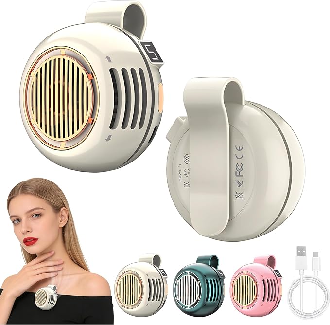 Portable Silent Mini Bladeless Fan Clip On,5 Speeds Clip-On Fans For Shirt,Small Clips Fanmini Whirlwind Fans For Waist Clips Suitable For Outdoor & Travel & Office (Beige) by Unknown