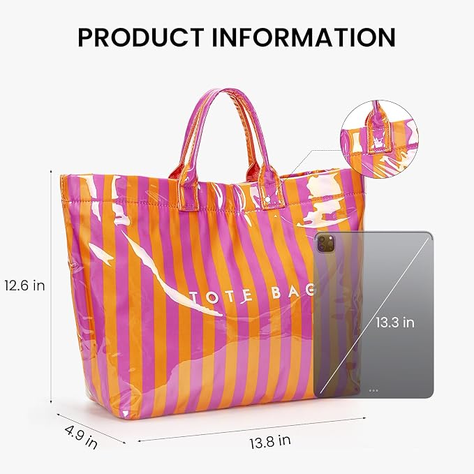 Lushandy PVC Tote Bag for Women Jelly Beach Bag Top Handle Hobo Handbag | Water-Resistant, Wipe Clean, Lightweight - Image 7