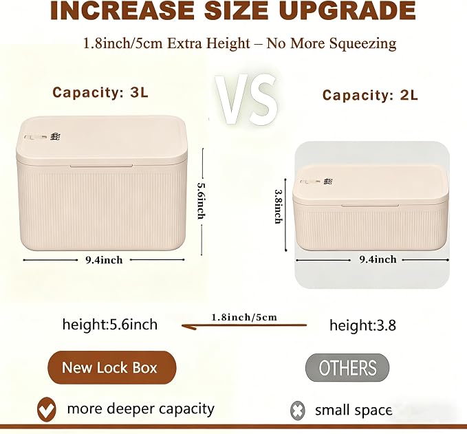 Lockable Storage Box, Plus Lock Box with Code – 2 inch Taller Version for Medication Safe, Phone Jail, Food Snacks, First Aid Kits, Refrigerator, Office, School, Home, Travel Gift (Beige) - Image 2