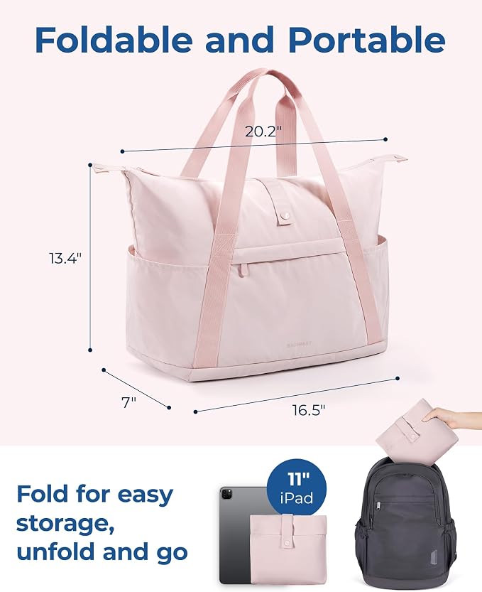 BAGSMART Personal Item Travel Bag For Spirit Airlines, 23L Lightweight Gym Bag for Women Foldable Duffle Bag Weekender Overnight Bag for Travel, Gym - Image 6
