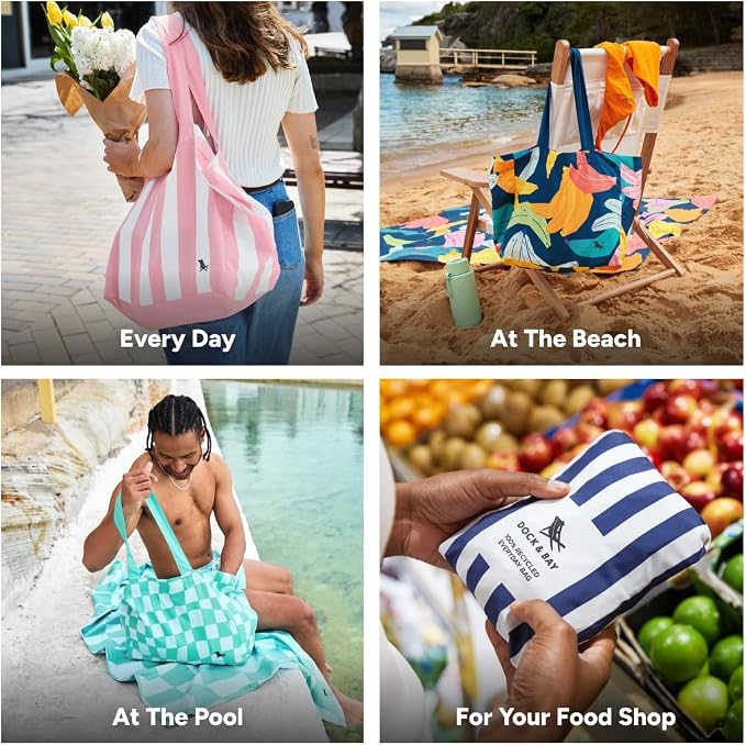 Dock & Bay Everyday Beach Tote Bag - Reusable Carrier Bag for Daily Use - Carries Up to 10kg - 100% Recycled Materials - Image 2