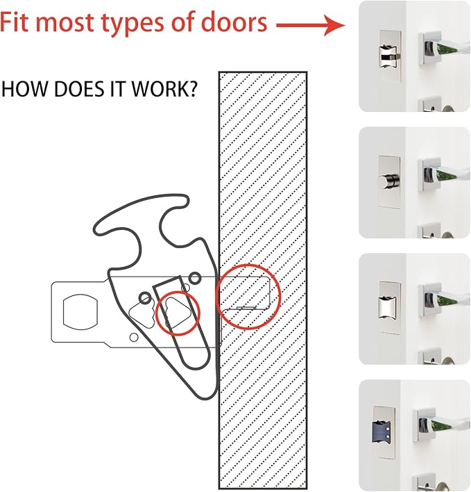 Portable Door Lock for Travel Door Lock Hotel Room Security Devices Apartment Jammer Additional Safety for Traveling Home College upgrade (Red combination) - Image 3