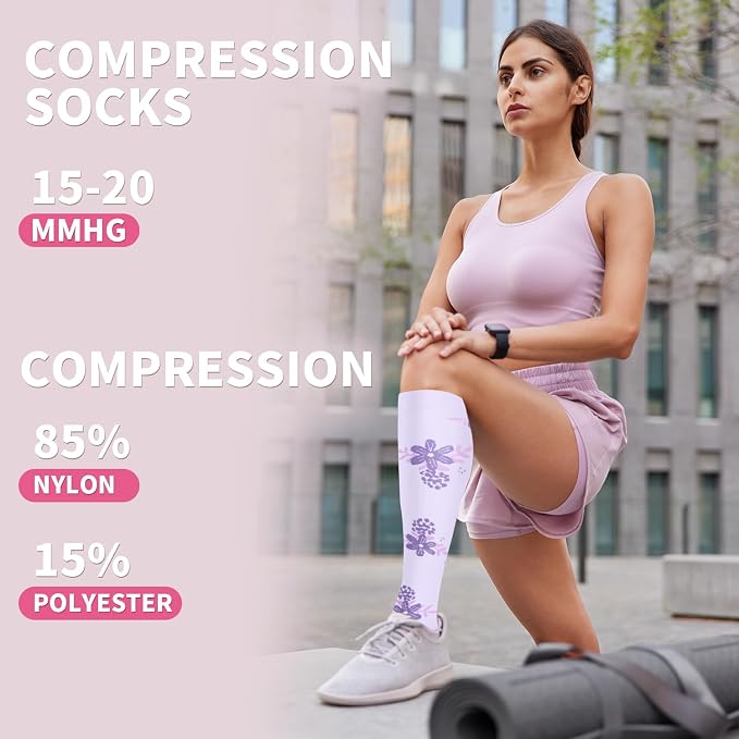 Sooverki Compression Socks for Women & Men 6 Pairs is Best Supportive Knee High Stockings for Circulation, Travel, Nurses - Image 2