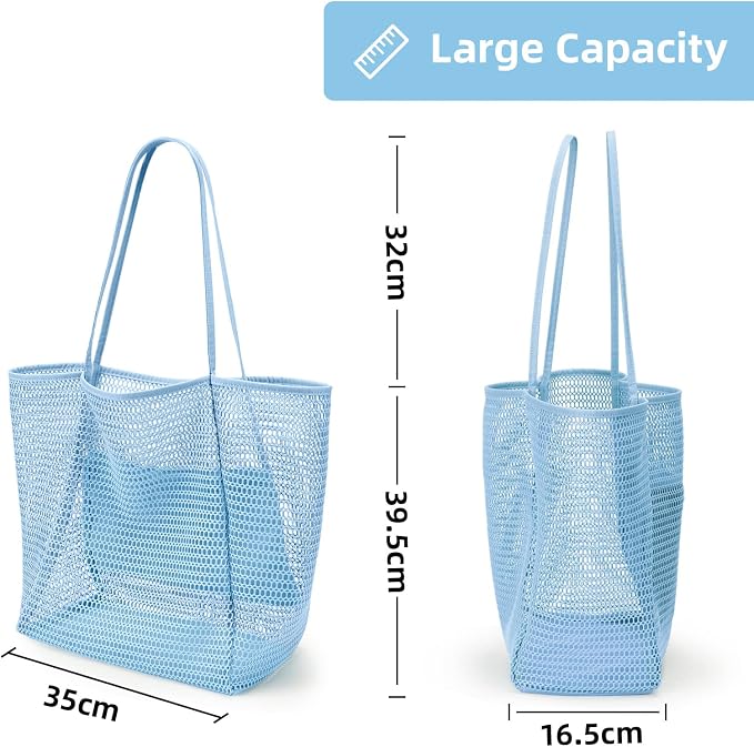 KALIDI Beach Mesh Tote Bag, Casual MAX 23L Summer Foldable Hobo Bag Women | Sandproof Widen Strap Large Shoulder Bag For Lake Pool Vacation Travel Picnic Grocery Market Shopping Carrier - Image 5