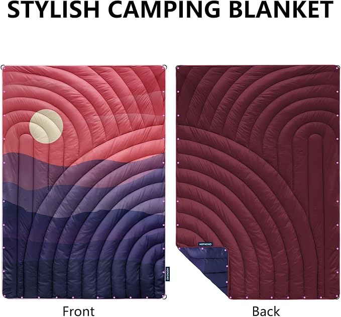 Puffy Camping Blanket,Large Camp Blanket Outdoor Camping Quilt Waterproof | Lightweight Printed Warm Packable Down Alternative Blanket for Camping,Traveling, Stadium, Hiking, Picnics - Image 2