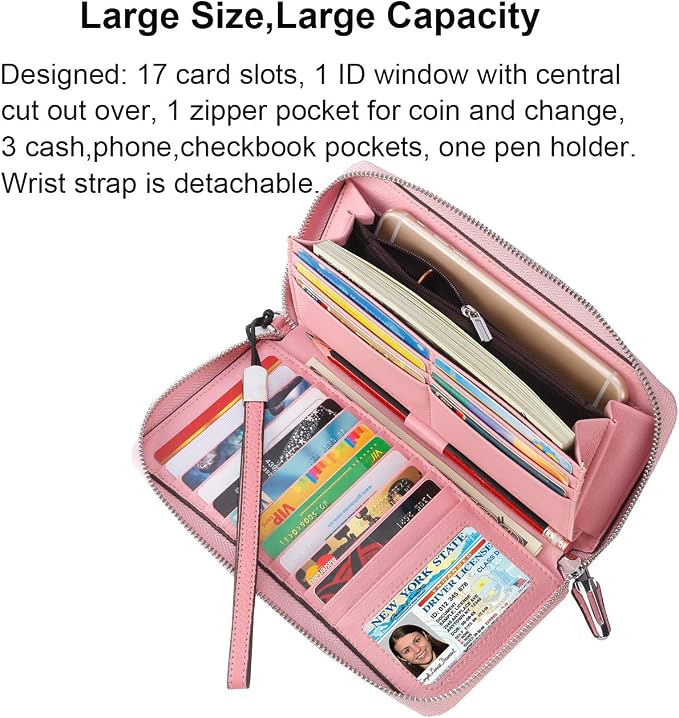 Small Compact Women Wallet RFID Blocking Genuine Leather Bifold Purse with ID Windows - Image 3