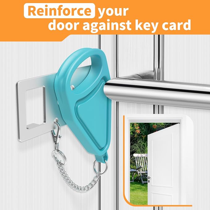Sturdy Portable Door Lock Teal -2 Pack Door Locks for Additional Privacy and Safety in Hotel, Apartment,and Prevent Unauthorized Entry for Family Trip or Traveling Alone Home Dorms - Image 3