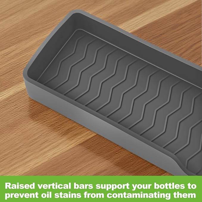 30 Inch Magnetic Stove Top Shelf | 3-Zone Kitchen Organizer with Anti-Slip & Anti-Fall Design | Heat Resistant (-40°F to 446°F) Food-Grade Silicone Spice Rack for Flat-Top Stoves, Grey - Image 6
