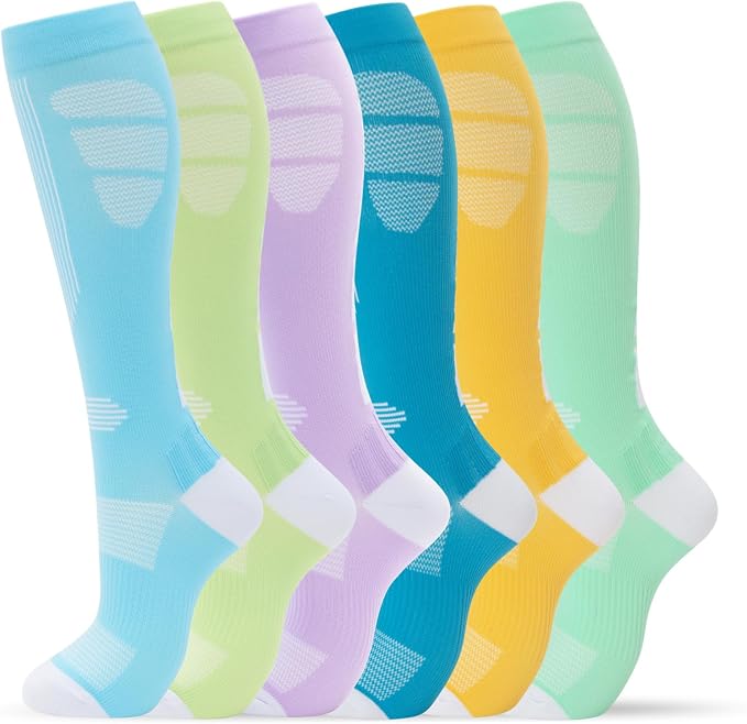 fenglaoda Compression Socks Women Men 6 Pairs, Knee High Best Support Circulation Socks for Running, Travel, Flight, Nurse by fenglaoda