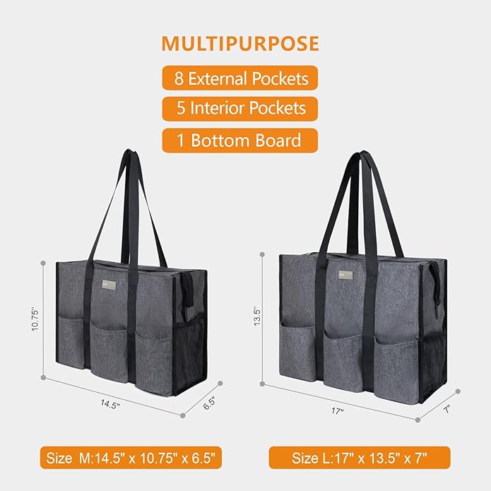 TOPDesign Utility Water Resistant Tote Bag with 13 Pockets, Top Zipper Closure & Thick Bottom Support, for Working Women - Image 2