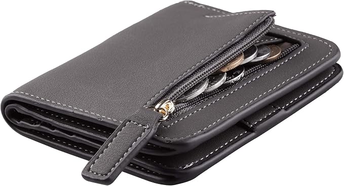 Toughergun Women’s Small Slim Leather Wallet with RFID Protection, Compact Bifold Mini Purse with Clear ID Window by Toughergun