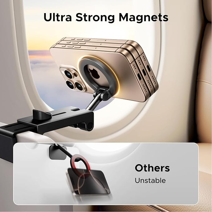 UGREEN Airplane Phone Holder for Magsafe Air Plane Travel Essentials Magnetic Phone Mount Compatible with iPhone 17 Air 16 15 14 Plus 13 12 Pro Max Mini Magsafe Case, Handsfree for Long Flight Flying - Image 4