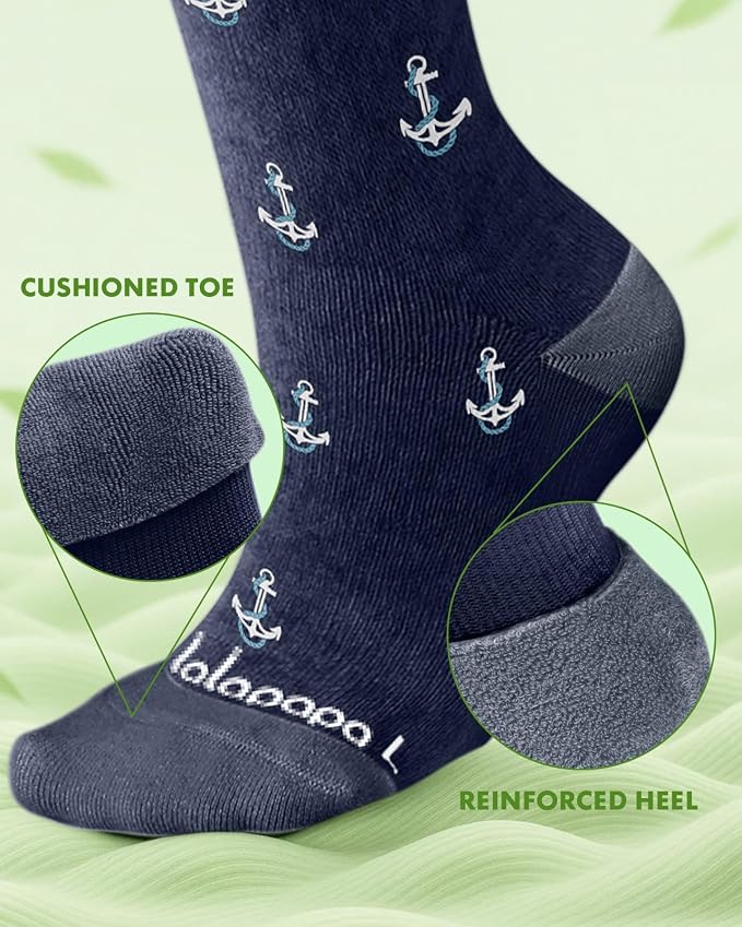 Bamboo Viscose Compression Socks for Women Men | 2 Pairs 15-20mmHg Cute Breathable Graduated Knee High Compression Socks for Nurse Pregnancy Travel - Image 4