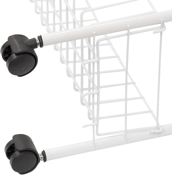 Household Essentials 05121 Slim Line 3-Tier Metal Storage Cart | Laundry Room Rolling Organizer | White - Image 6