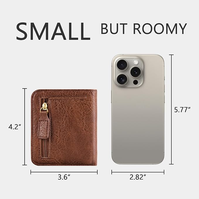 Gostwo Small Wallet for Women, Slim Bifold Credit Card Holder, Compact RFID Blocking Cash Wallet, Billfolds Thin Leather Zipper Pocket, Mini Wallet Gift for Ladies Teen Girls Travel with ID Window - Image 3