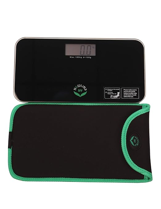 NewlineNY Black Mini Bathroom Scale + Travel Slip Case SBB-0718MBK+101BG by NewlineNY
