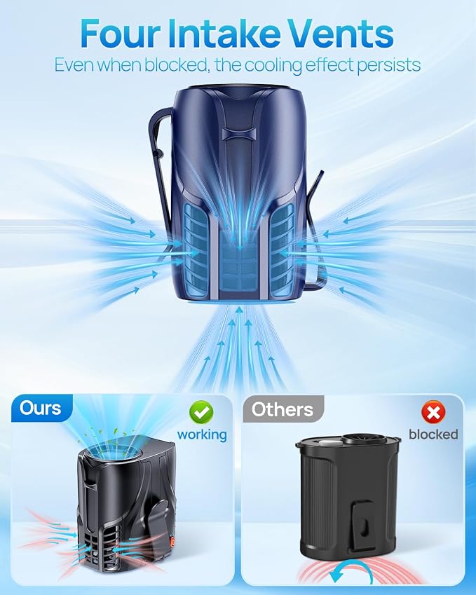 Portable Personal Waist Fan& Neck Fan, 14000RPM Brushless Motor, 40H Runtime Rechargeable, 6-Speed Quiet Operation, Clip-On Personal Body Cooling for Camping/Worksites/Outdoor - Image 5