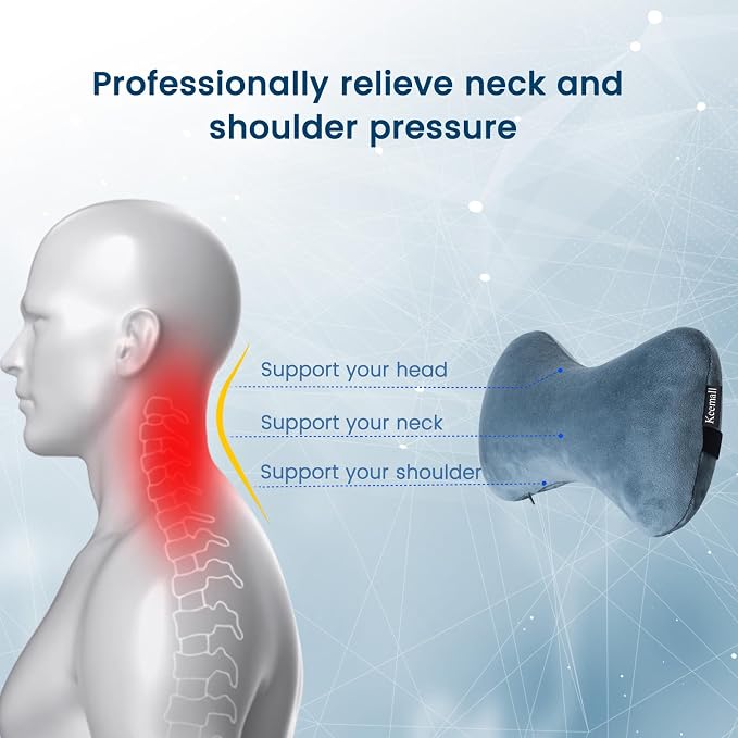 Keemall Inflatable Travel Neck Car Pillow Sleeping Road Trip Essentials | Driving, Blow Up Car Headrest, Travel Pillow for Camping, Neck Support for Office Chair, Adjustable Softness - Image 3