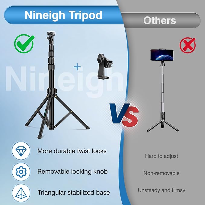 72" Tripod for iPhone, Phone & Camera Travel Tripod Stand with Remote, Compatible with Smartphone/Gopro - Image 6