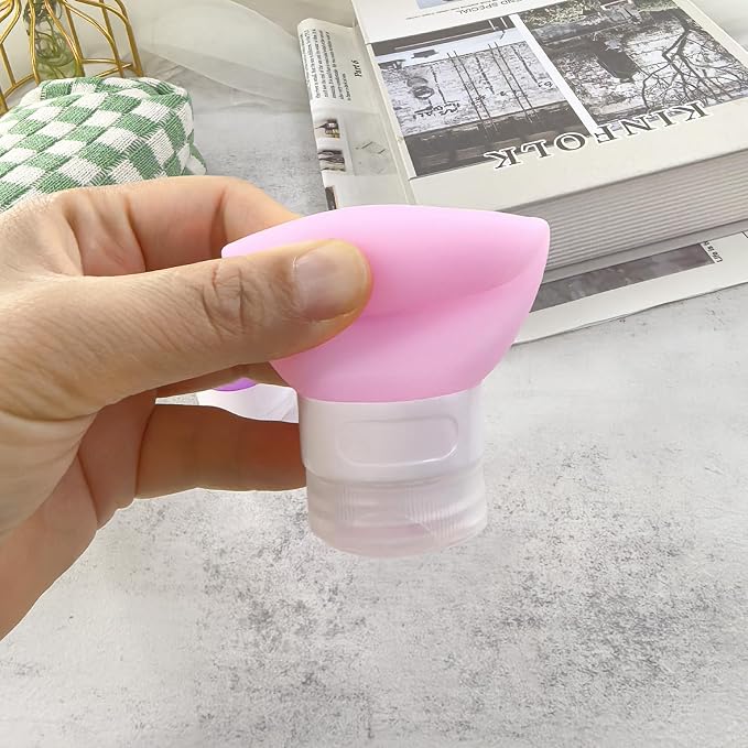 Mziart Travel Bottles for Toiletries, TSA Approved 2oz Silicone Travel Size Containers, 3 Pack Leak-Proof Squeezable Refillable Shampoo and Conditioner Bottles (Pink, Purple, Green) - Image 7