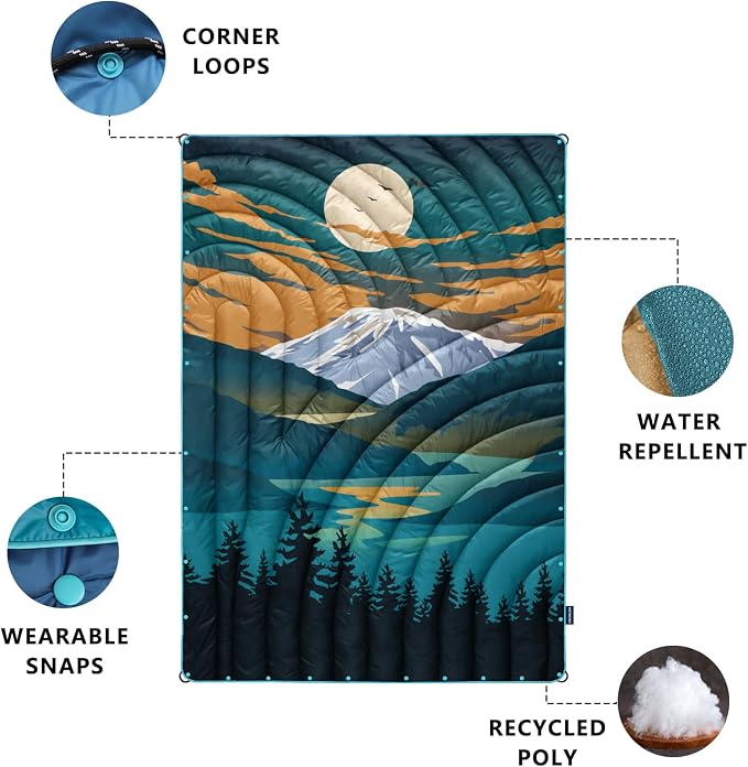 Puffy Camping Blanket,Large Camp Blanket Outdoor Camping Quilt Waterproof | Lightweight Printed Warm Packable Down Alternative Blanket for Camping,Traveling, Stadium, Hiking, Picnics - Image 3