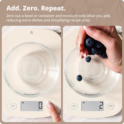 Greater Goods Food Scale, Slim & Compact Build, 1g Precision (Birch White) | Digital Kitchen Scale for Cooking, Meal Prep & Portion Control, Tare, Auto Shut-Off, g/oz/lb/ml Conversion & Calorie Tracking - Image 4