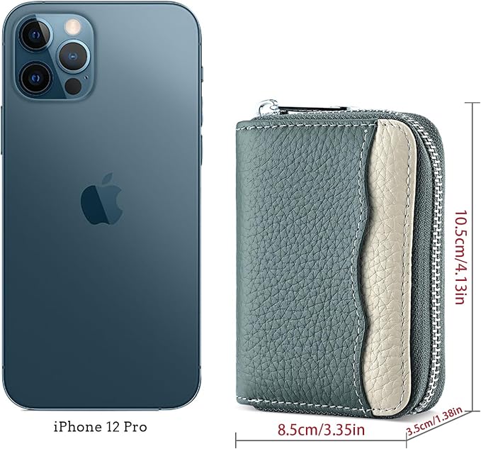 Linno RFID 20 Slots Credit Card Holder Genuine Leather Small Wallet for Women or Men with Zipper - Image 5