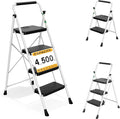 Arbusb Step Ladder, Folding Step Stool with Wide Anti-Slip Pedals, Sturdy Steel Ladder with Handrail, Space-Saving, Portable for Home & Adults, 4 Step White by ArbusbHome