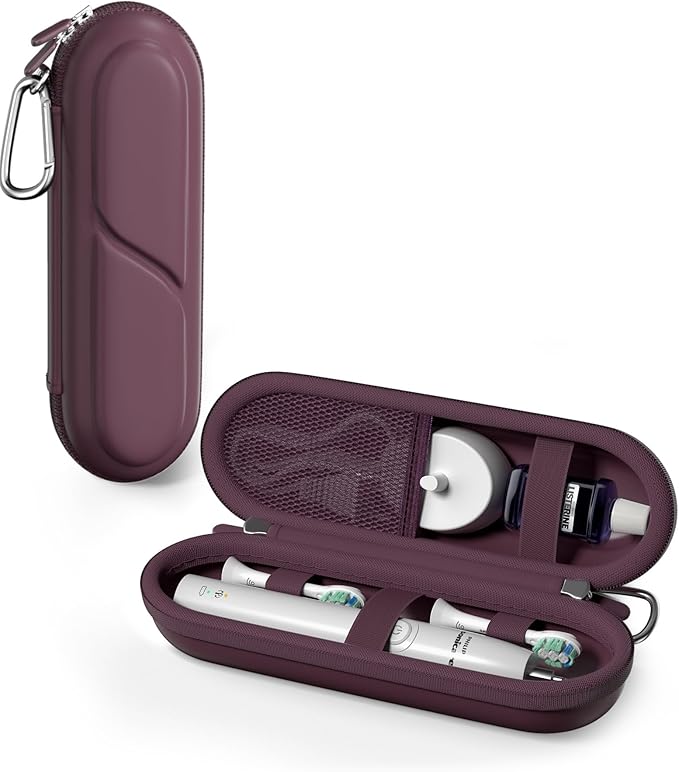 ProCase Toothbrush Travel Case for Oral-B/Oral-B Pro 1000 1500 5000 7000 7500 6000 9600/Philips Sonicare 4100 5100 1100 6100 5300 Oral-B iO Electric Toothbrush Portable Hard Container -Plum by ProCase
