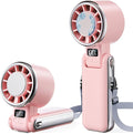 SHEWIND Portable Handheld Fan with Ice Cooling - 5 Gear High Speed Personal Turbo Fan Rechargeable, Up to 13 Hrs, Mini Hand Fans for Travel Essentials, Beach Vacation, Gifts for Women, Men (Pink) by SHEWIND