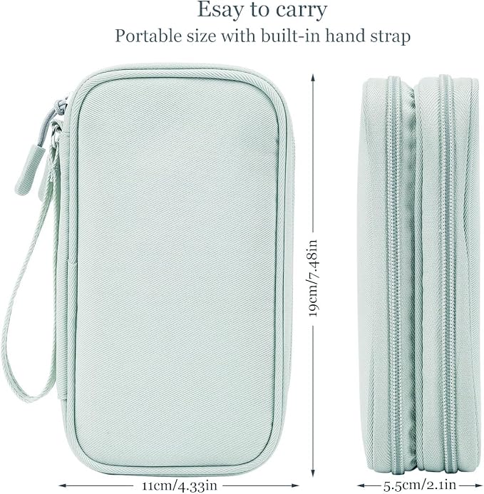 Electronic Organizer Travel Cable Accessories Bag,Electronic Organizer Case,Electronic Accessories Organizer Bag for Power Bank, Charging Cords, Chargers, Mouse, USB Cable, Earphones (Mint Green) - Image 2