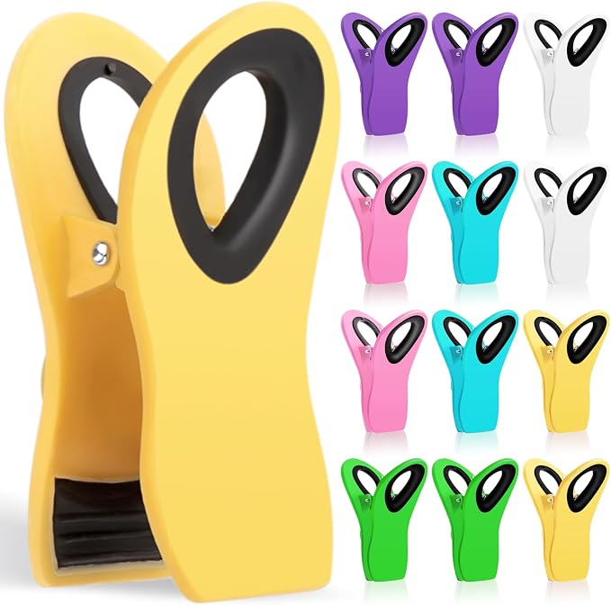 JETMORE 12 Pack Chip Clips, Plastic Magnetic Bag Clips for Food, Clip | Built-in magnets keep notes visible on the fridge, bag clips seal snacks and bread, while food clips suit freezer packages by Jetmore
