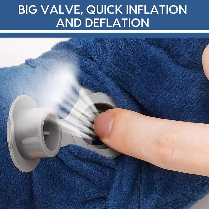 Inflatable Travel Pillow for Airplane Inflatable Neck Pillow for Traveling with Soft Velvet Washable Cover for Sleeping, Airplane,Train, Car, Office, Contoured Eye Masks, Earplugs - Image 4