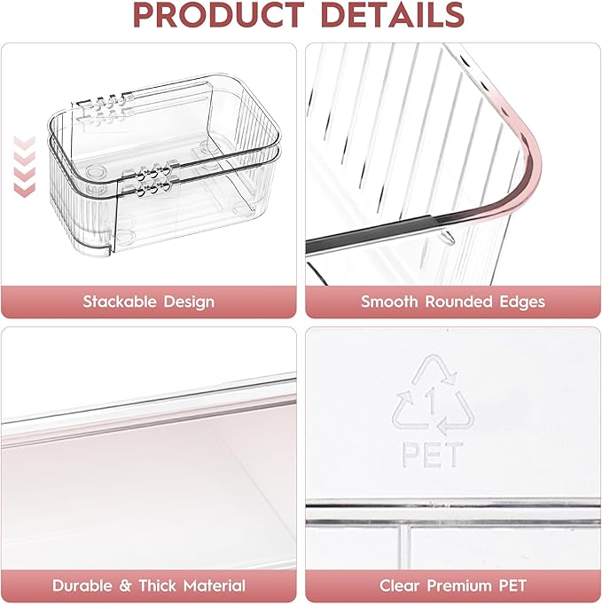 Expandable Drawer Organizer Set, Clear Adjustable Drawer Dividers, 4-Piece Storage Trays for Kitchen, Bathroom, Makeup, Office, Durable PET Material - Image 6