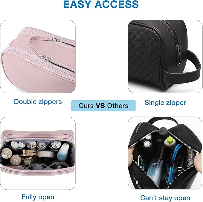 BAGSMART Toiletry Bag for Men, Travel Toiletry Organizer Dopp Kit Water-resistant Shaving Bag for Toiletries Accessories, Door Room Essentials,Pink-large - Image 5