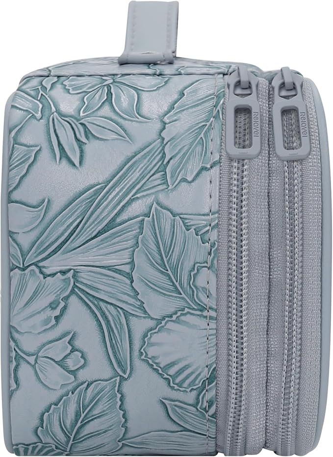 Relavel Cute Makeup Bag for Girls, Portable PU Leather Cosmetic Bag | Dual-layer Makeup Pouch with Brush Holder, Multi-Functional Preppy Toiletry Organizer for Travel, Daily Use - Flora Butterfly - Image 9