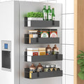 HuggieGems Metal Magnetic Spice Rack for Refrigerator Dark Gray, 4 Pack | Magnetic Shelves Heavy Duty for Fridge in Kitchen, Seasoning Storage Organizer, For Oven Washer and Dryer, For Heavier Items by HuggieGems