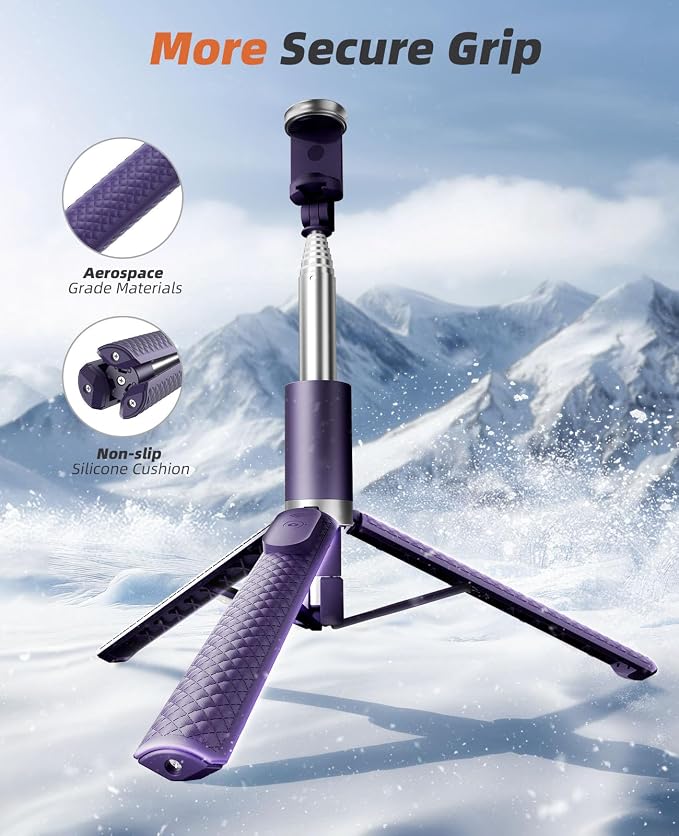 Tripod for iPhone, Selfie Stick with Remote, Stable & Durable Phone Tripod | Portable Travel Cell Phone Stand, Extendable All-in-1 Tripod for Video Recording Compatible with iPhone Android - Image 4