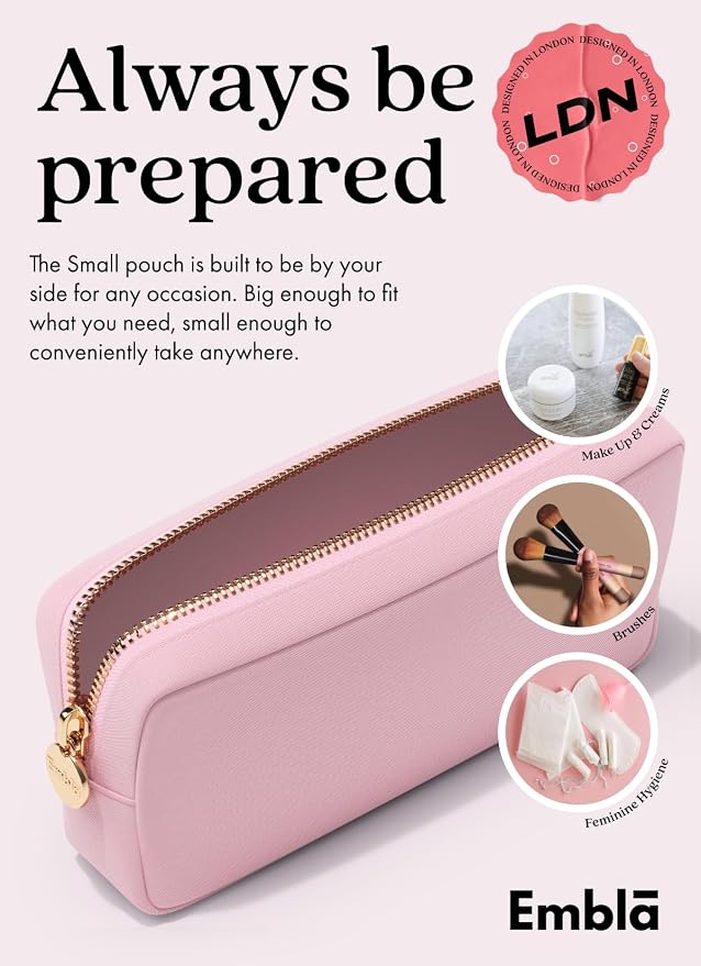 Embla Makeup Bag Travel Cosmetics Pouch and Toiletry Bag, Nylon Zipper Pouch Purse, Cute Make Up Organizer Storage Tote for Women Girls, Travel Skincare Case, Small Makeup Bags, Flamingo Pink - Image 4