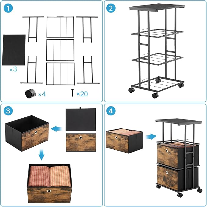 MAX Houser Dresser Storage with 3 Drawers, Fabric Tower Nightstand, Chest of Drawers,Vertical Storage Unit Organizer for Closets,Bedroom,Dorm, Wood Top, Rustic Brown Wood Grain Print - Image 8