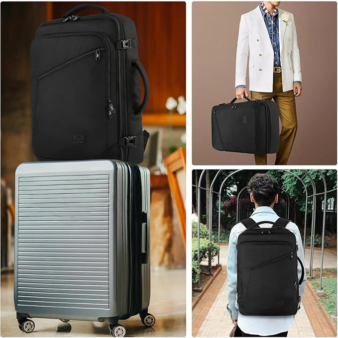 MATEIN 45L Travel Backpack, Expandable Large Carryon Backpack for Men Women | Airline Aprroved, Fits Overhead Bin, Lightweight Weekender Backpack, Water Resistant, Anti Theft, Gifts for Traveler, Black - Image 7